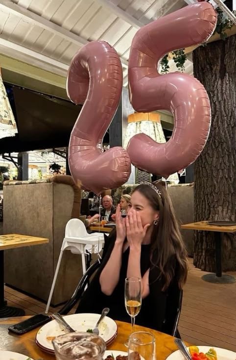 Large Pearlescent Pink 40 Inch Birthday Number 5 Balloon, Pearl Pink Five 5th 15 25 35 50 55