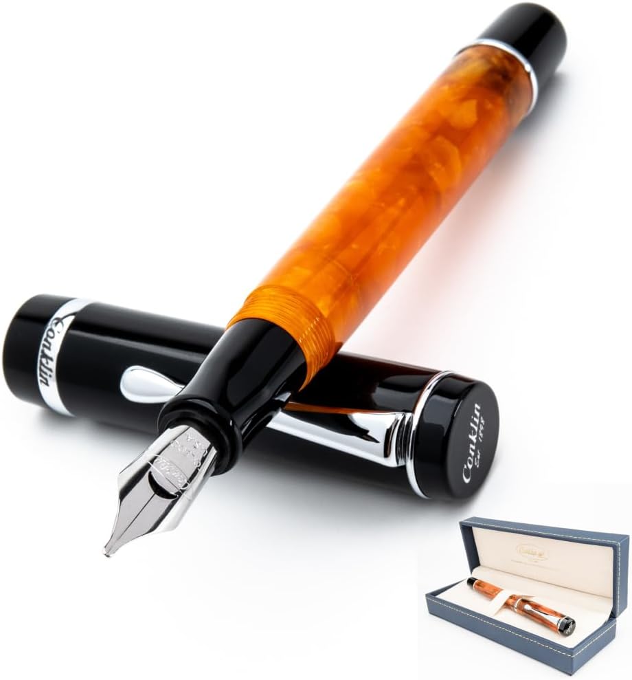 Conklin Duragraph Fountain Pen Orange Nights - Medium Nib, Elegant Writing Instrument with Vibrant