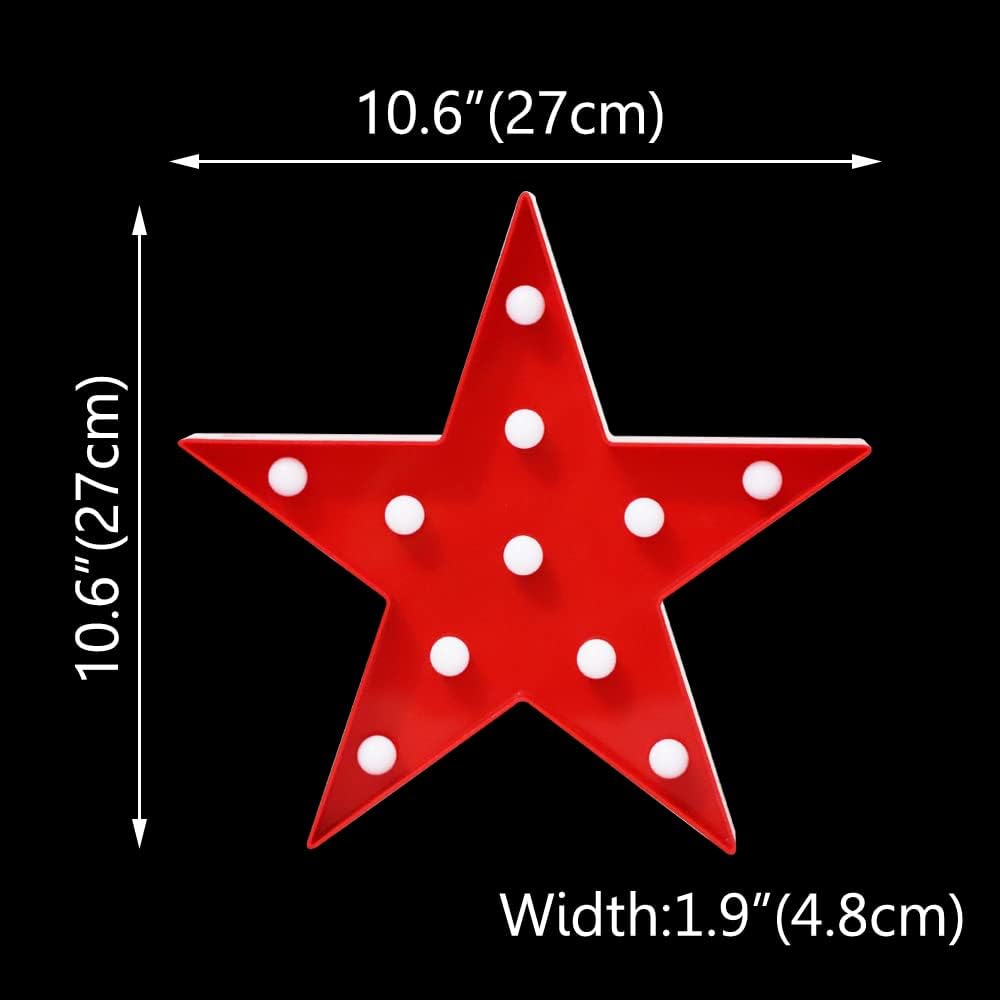LED Marquee Star Signs Night Lights, Battery Operated Star Shaped Desk Table Lamp for Kids, Baby