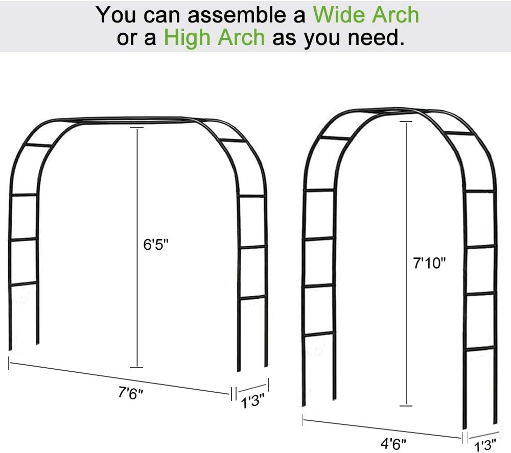 Metal Garden Arbor Wedding Arch 76.8 Inch H x 90.5 Inch W \94.5 Inch H x 55 Inch W Assemble Freely