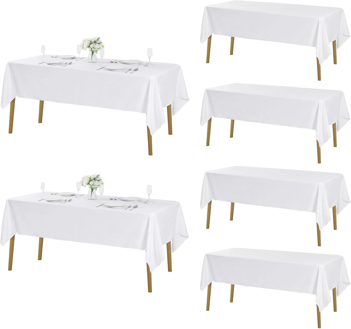 Fokitut 6 Pack Rectangle Tablecloth, 60x120 Inch, Stain Resistant and Wrinkle Polyester Table