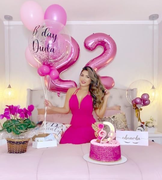 Pink Number 7 Birthday Balloon 40 Inch, Digital Balloons for 7 17 27 70 77 Party Celebration