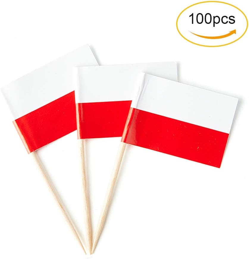 Poland Flag Polish Flag, Small Mini Poland Toothpick Flags for Food, Cupcakes, Cocktails