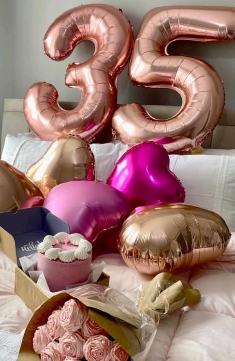 Rose Gold 40 Inch Large Number 5 Birthday Balloon, 2025 Five 5th 15 25 35 50 55 Birthday