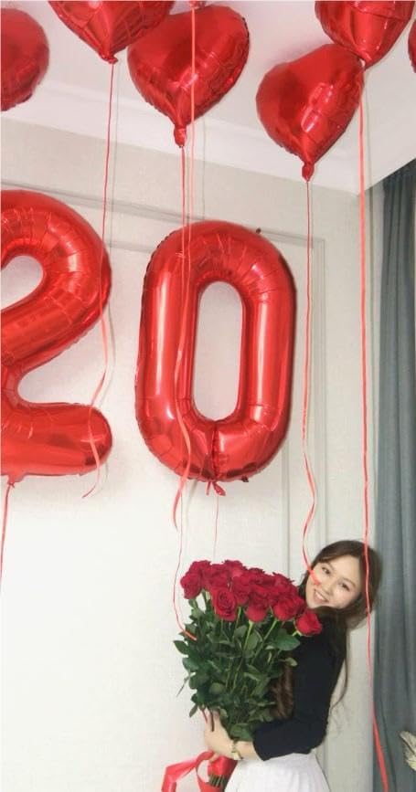 Red 40 Inch 0 Number Balloons, 0 Decorations for 10 20 30 40 50 60 70 80 90 100Birthday, Foil Giant