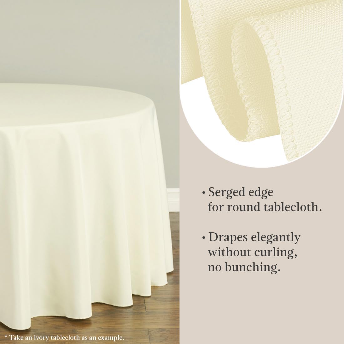 LTC LINENS 10 Pack 120 Inch Round Tablecloth Beige for 60 Inch Round Table - Bulk Round Table Cover