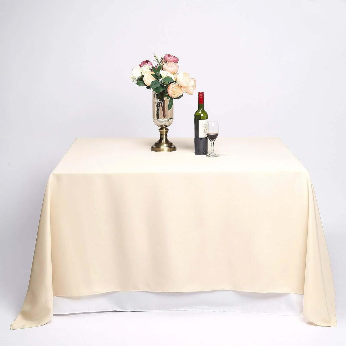 Efavormart 90" Beige Wholesale Linens Polyester Square Linen Tablecloth for Kitchen Dining Catering