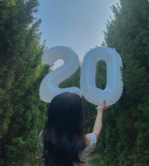 White 40 Inch 0 Number Balloons, 0 Decorations for 10 20 30 40 50 60 70 80 90 100 Birthday, White