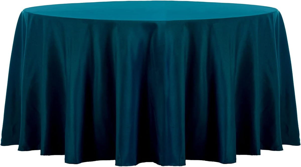 Ascoza 2pack 120 Inch Peacock Blue Round Tablecloth in Washable Polyester Fabric for