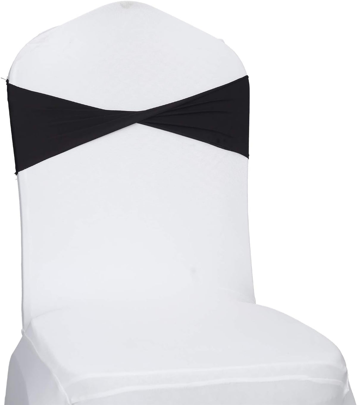 VDS Pack of 75 PCS | Black | Spandex Chair Sashes Bows Without Buckle | Stretch Elastic Banquet