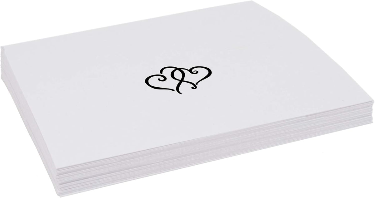 Linked Hearts Place Cards, Black (Choose Color), Set of 150, Pre-cut and Scored - Wedding, Party