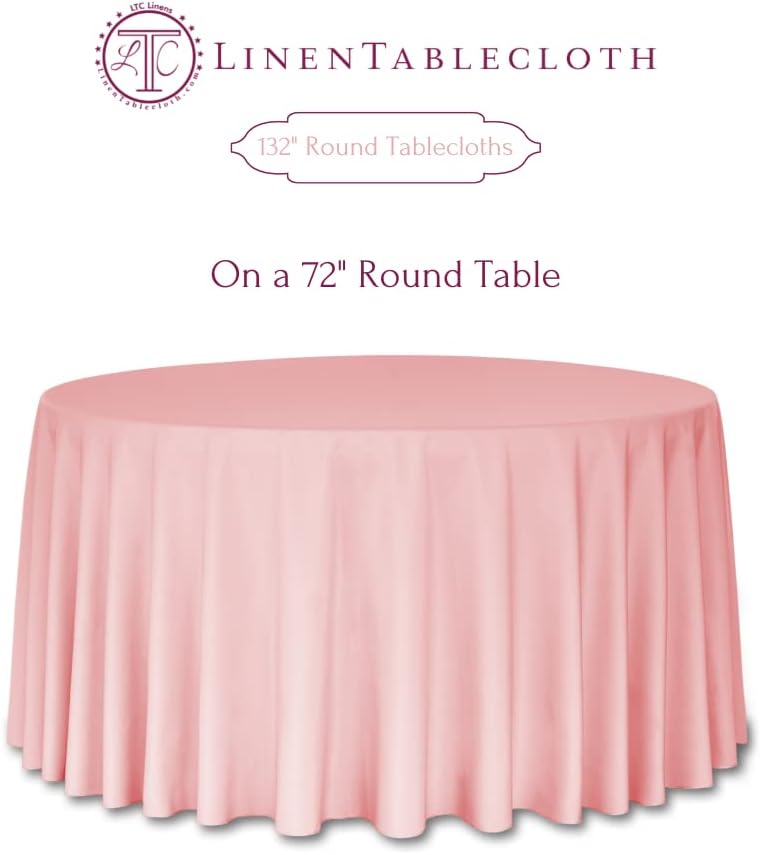 LTC LINENS Orange Round Tablecloth - 132 Inch Round Tablecloth, Large Party Table Cloth, Wrinkle