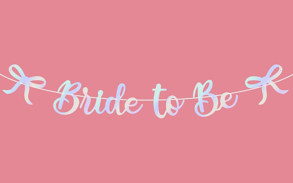 Bride to Be Banner, Iridescent Bride to Be with Bow Glitter Bachelorette Bridal Party Banner BRIDE