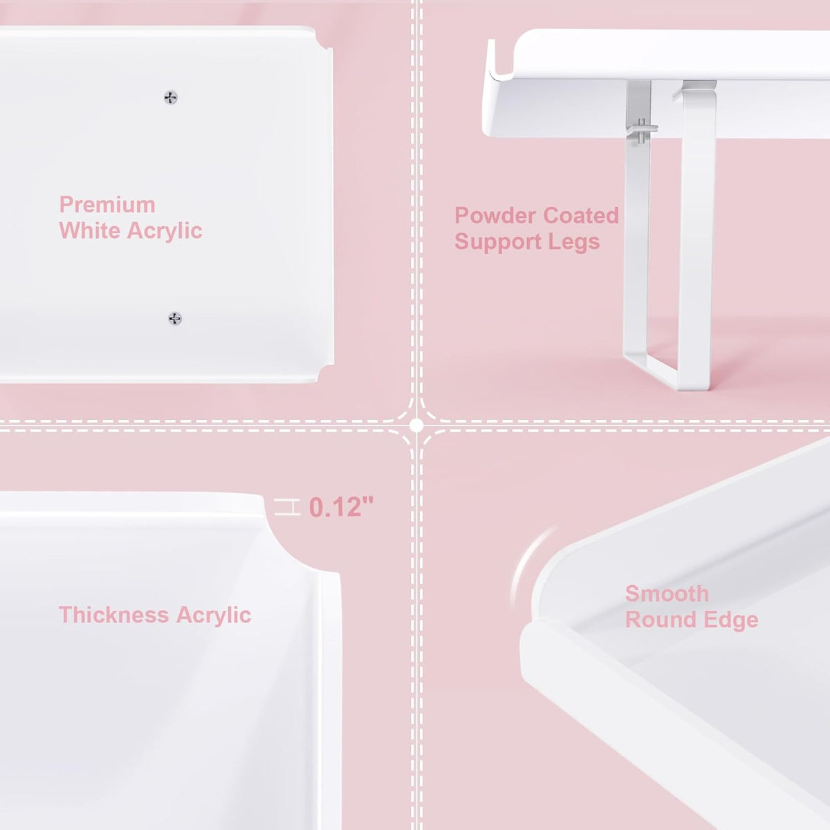 3 Pieces Cupcake Stand Holder, White Acrylic Dessert Table Display Set with Iron Support Legs for