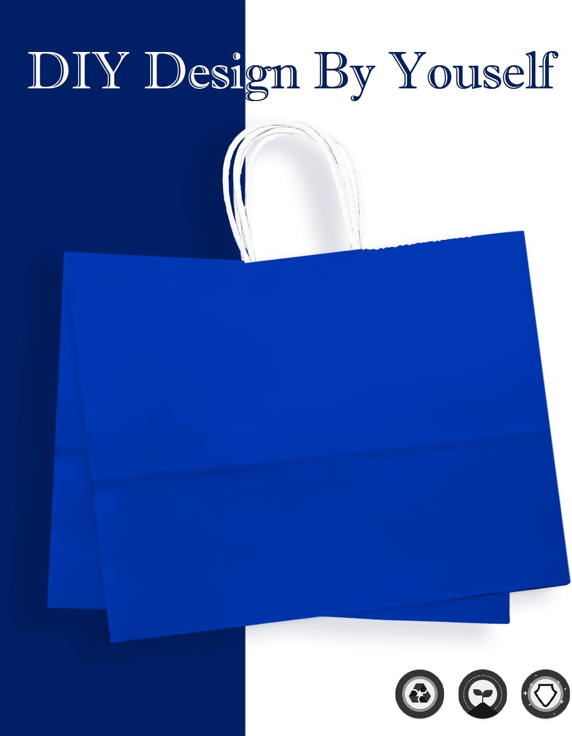qiqee 100PCS Large Gift Bag with Handles Bulk 13"x4.5"x10" Gift Bags Diamond Blue Multiple Uses