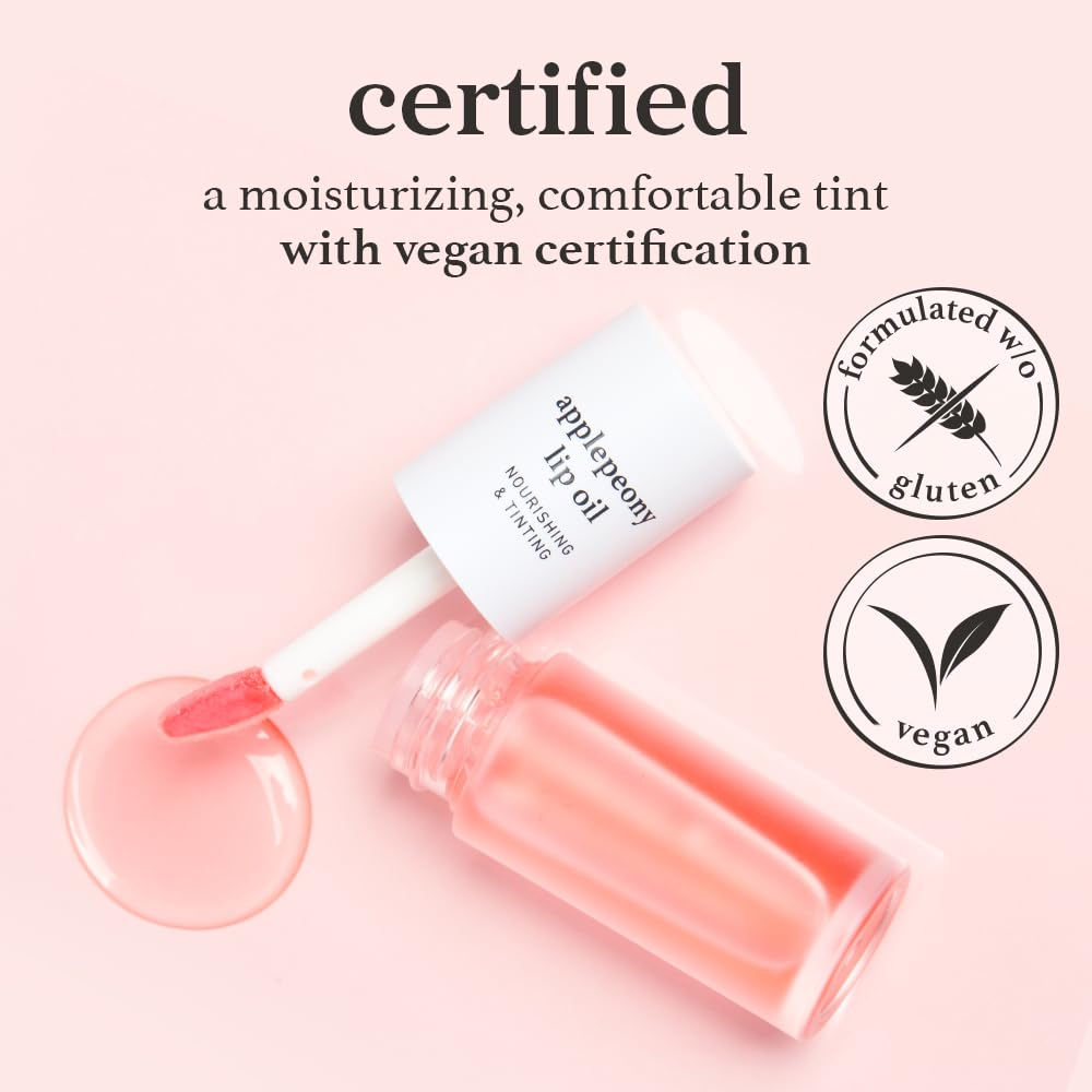 NOONI Korean Lip Oil - Applepeony | Long-Lasting, Moisturizing, Plumping, Revitalizing for Dry