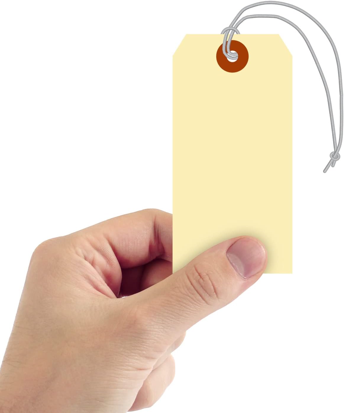 SmartSign Blank Manila Shipping Tags with Elastic Strings - Pack of 100, Size-5, 13pt Thick