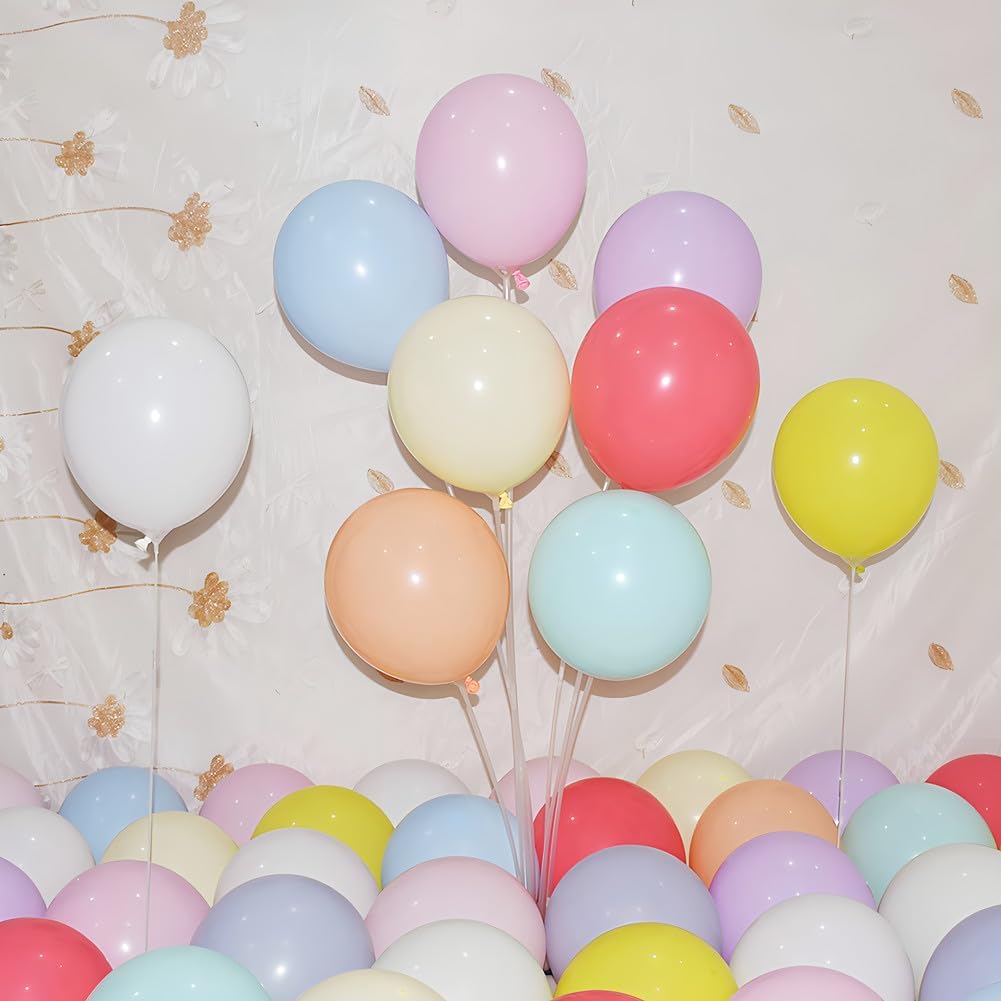 400 Pack Pastel Balloons 12 Inch Candy Colored Multicolor Rainbow Assorted Colors Macaron Latex