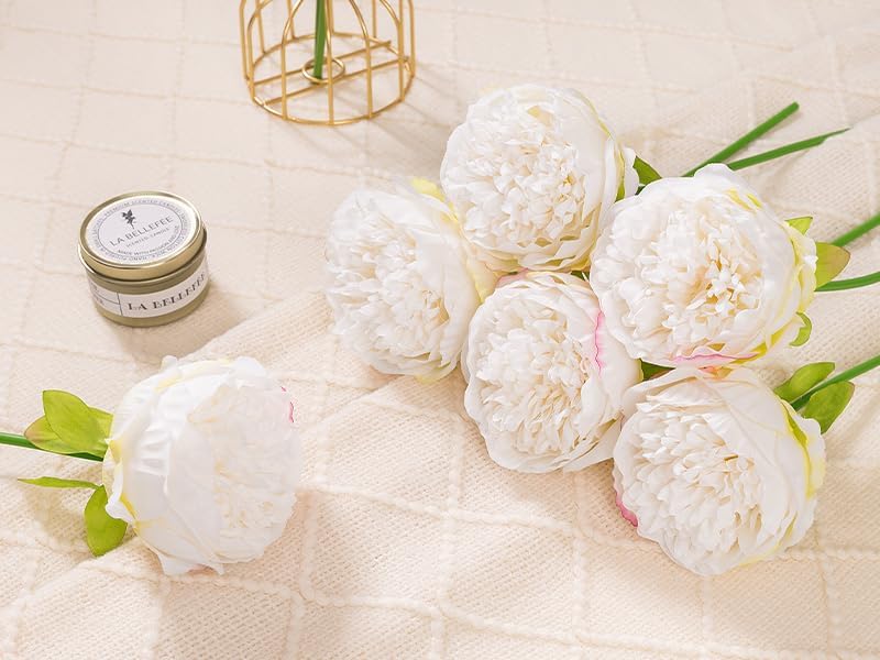 U'Artlines 2 Bouquet 10 Heads Artificial Peony Silk Flower Leaf Home Office Wedding Party Festival
