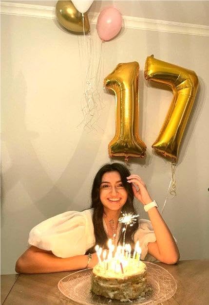 Digital Number 7 Gold Birthday Balloon 40 Inch, Foil Balloons for 7 17 27 70 77 Party Decorations