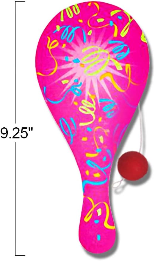ArtCreativity Neon Paddle Balls, Pack of 12, 9.25 Inch Plastic Paddleball with String, Assorted