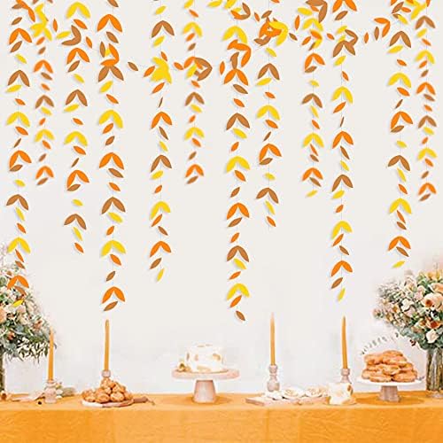 52 Ft Fall Party Decorations Autumn Leaf Garland Streamer Orange Yellow Brown Maple Leaves Hanging