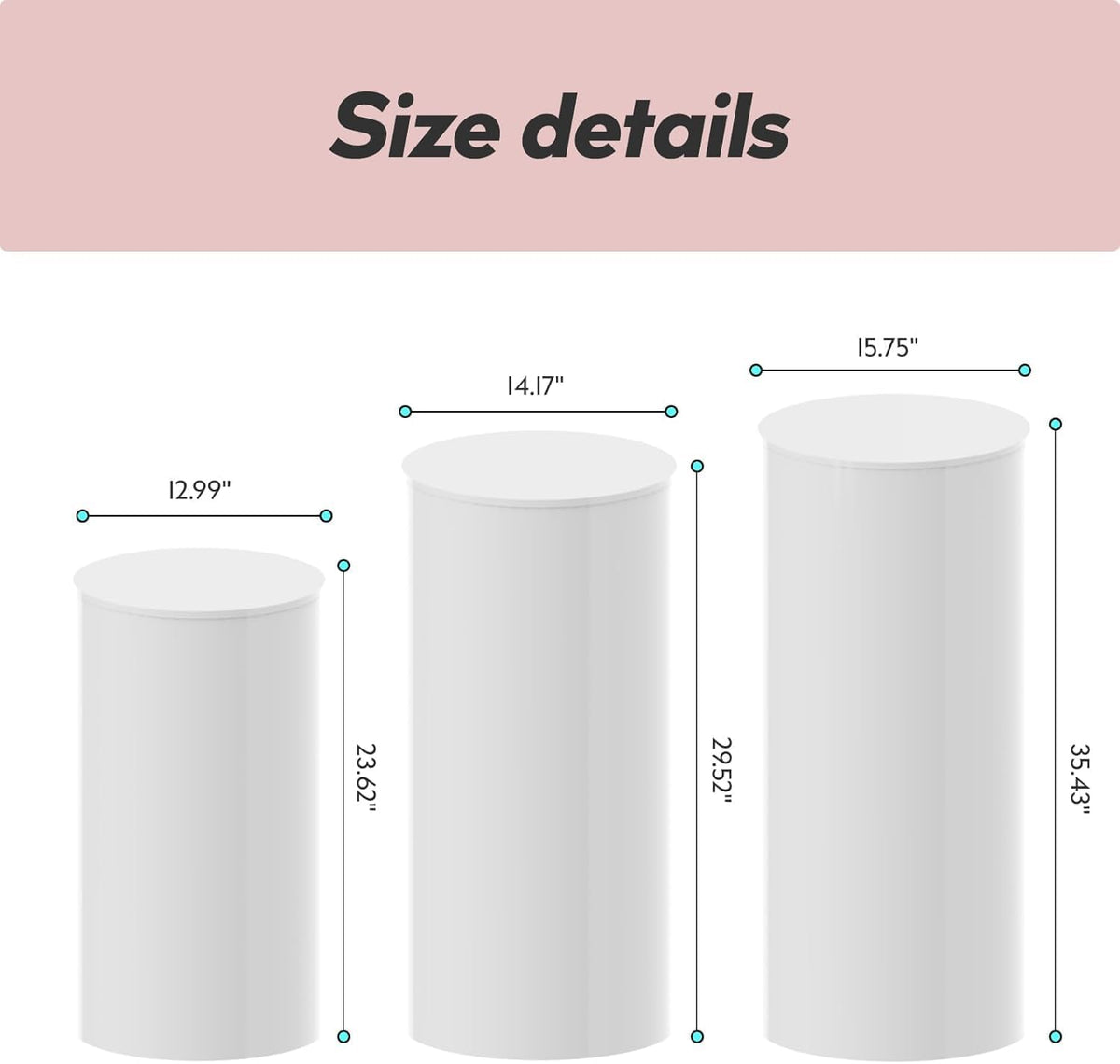 3PC Cylinder Pedestal for Party, Large White Cake Stand, Pedestal Display Plinth Pillars for