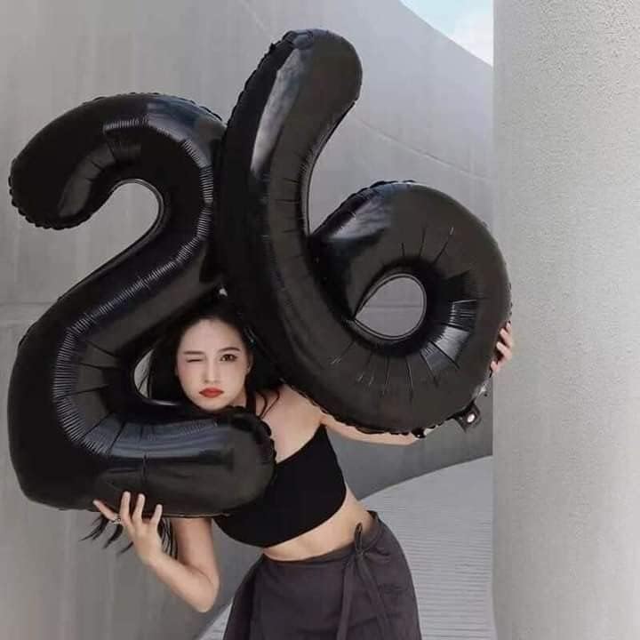40 Inch Black Number Balloon 0-9(Zero-Nine), Big Size Happy Birthday Balloon, Foil Helium Big