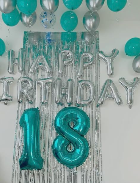 Teal Blue Foil Number 8 Balloon 40 Inch, Helium Mylar Eight Number 8 18 28 38 48 58 80 88 Birthday