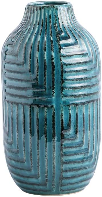 hjn Ceramic Vase- Teal Vase for Home Decor，Flower Vase for Centerpieces, Modern Decor Vases for