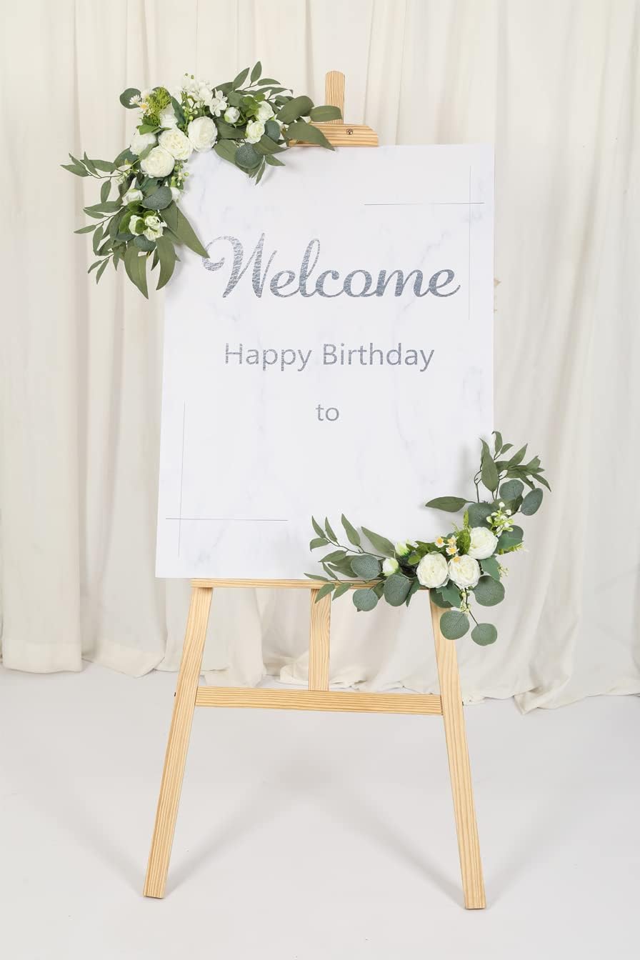 H&W 2pcs Artificial Wedding Arch Flowers for Wedding Sign, Floral Swag Dusty Decor for Reception