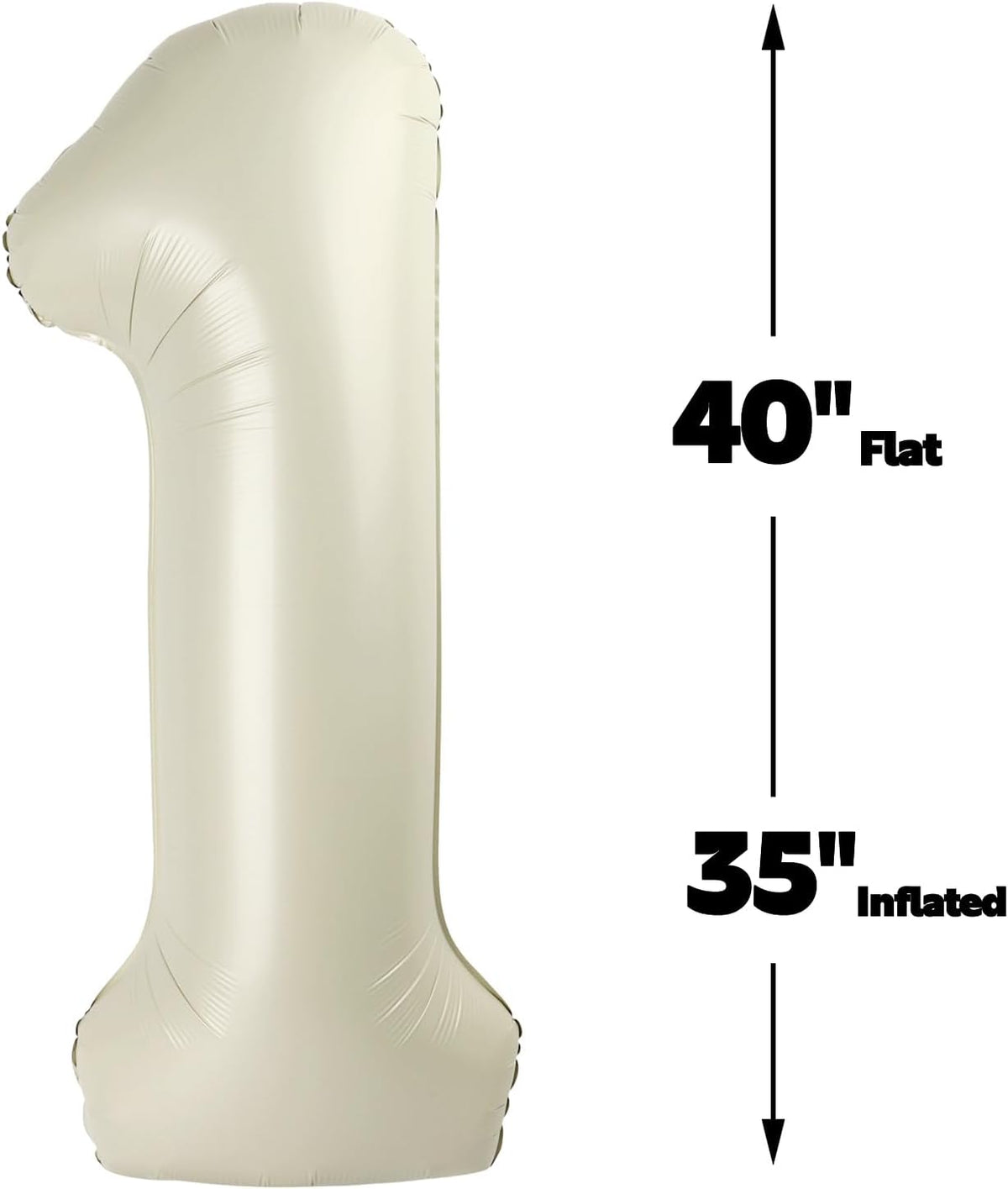 Cream White Number 1 Balloon 40 inch, Number 1 Birthday for Boy Girl, Cream White Foil One Balloon
