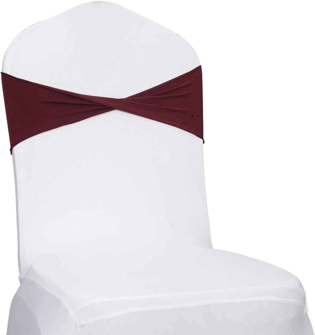 VDS Pack of 125 PCS | Burgundy | Spandex Chair Sashes Bows Without Buckle | Stretch Elastic Banquet