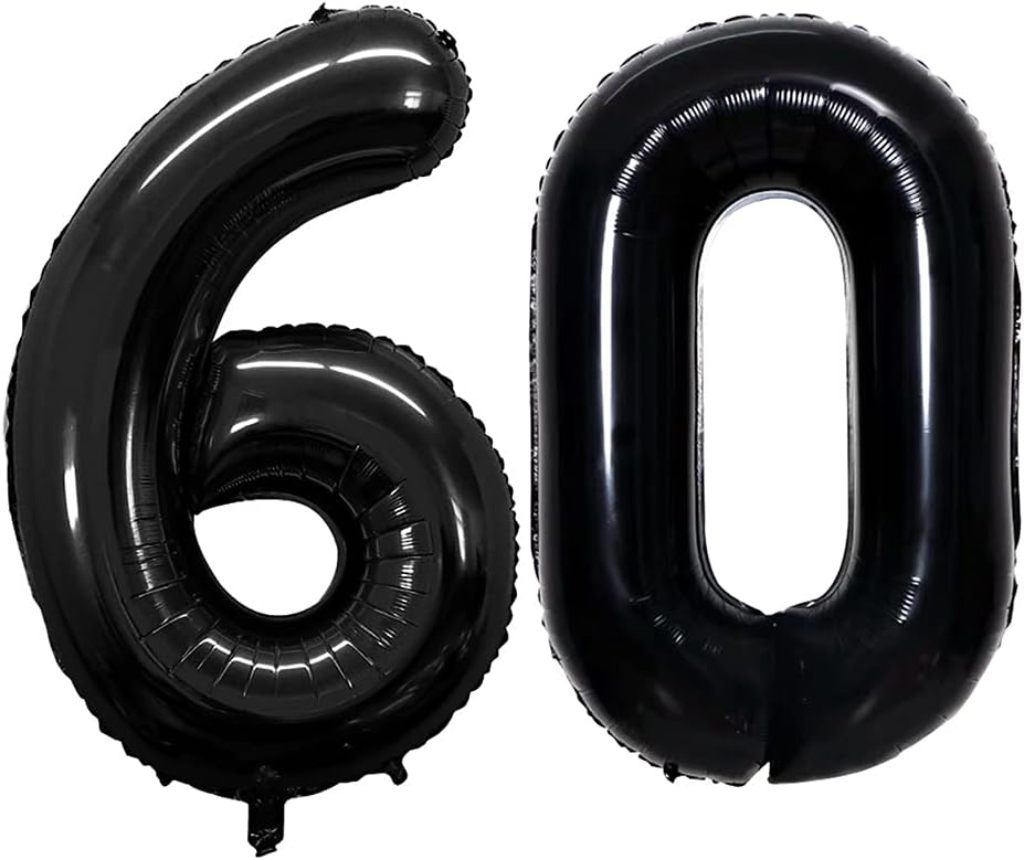 GOER Number 60 Balloons for 60th Birthday Party Decorations,42 Inch Jumbo Foil Helium Balloons for