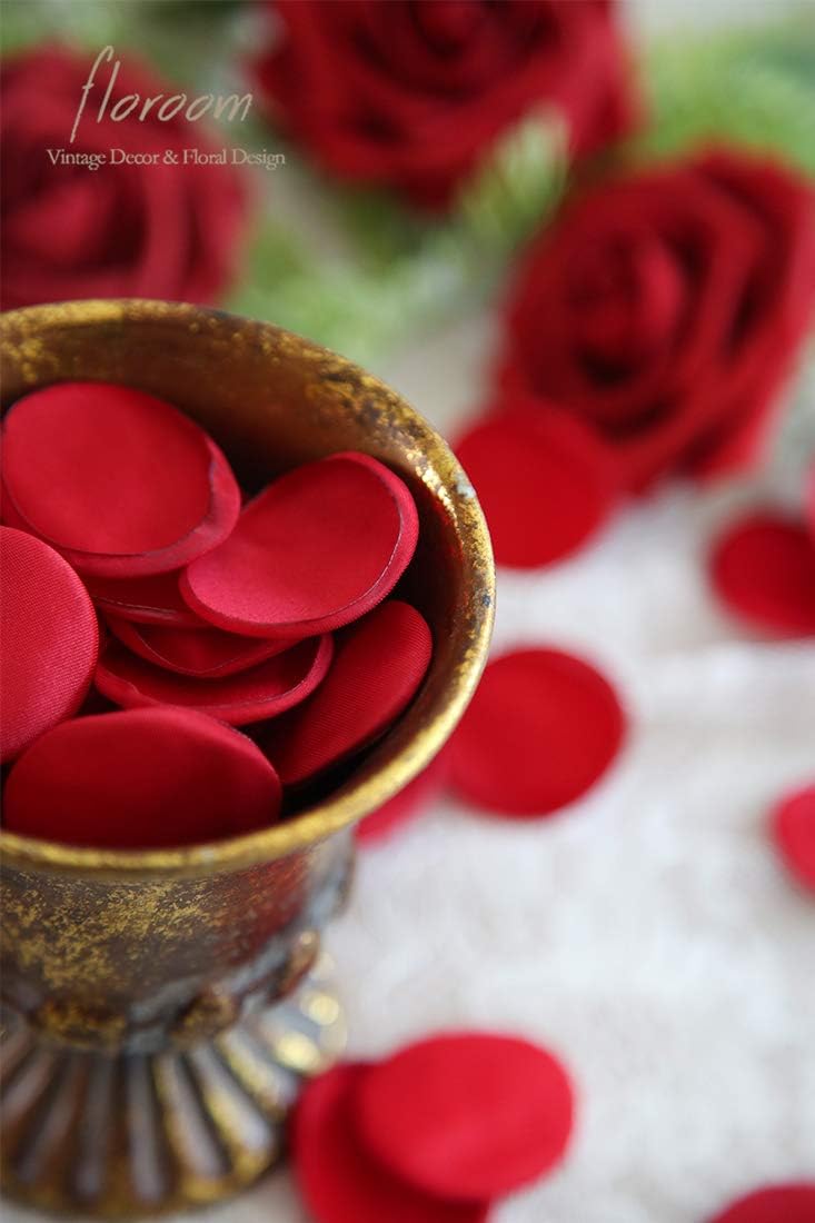 Floroom 300pcs Rose Petals Dark Red Faux Silk Flower Petals for Wedding Flower Girl Basket Aisle