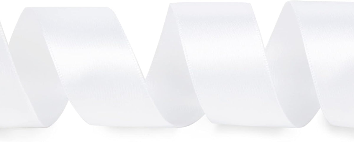 Ribbli Double Faced White Satin Ribbon,1” x Continuous 25 Yards,Use for Bows Bouquet,Gift