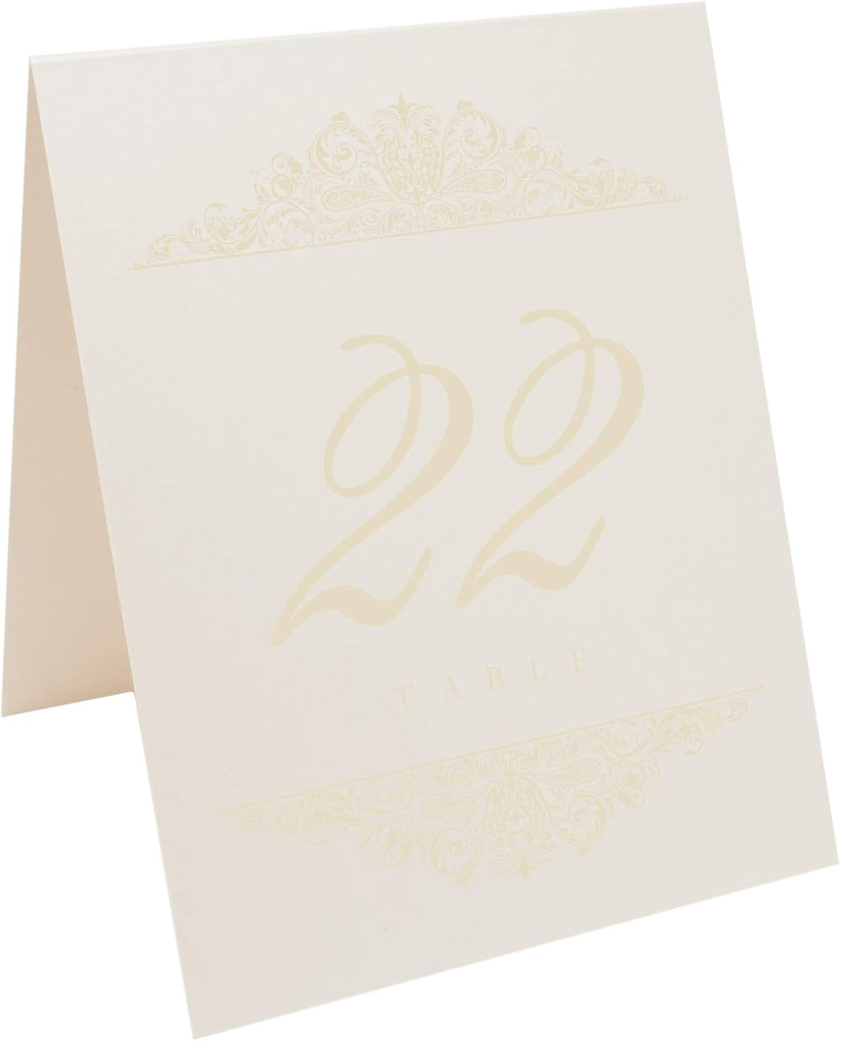 Paisley Wedding Table Numbers (Select Color/Quantity), Champagne, Ivory, 1-90, Double Sided, Tent