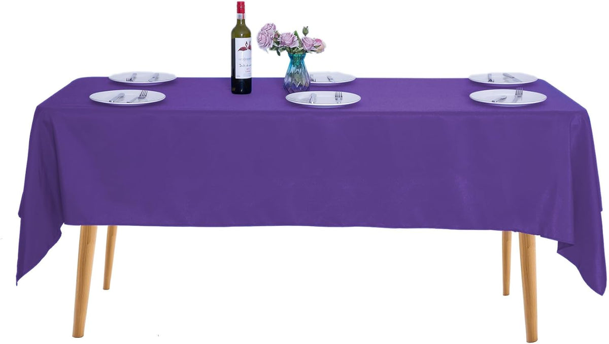 Ascoza 2pack 60x120 Inch Purple Rectangular Tablecloth 6 Feet Table Cloth in Polyester Fabric for