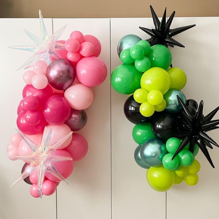 Black and Pink Green Balloons, 60PCS Witch Theme Party Balloon, 12 Inch Hot Pink Dark Light Green