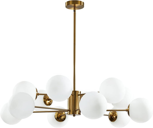 KCO Lighting 12-Light Glass Globe Sputnik Chandelier Light Fixture Mid Century Modern Chandeliers
