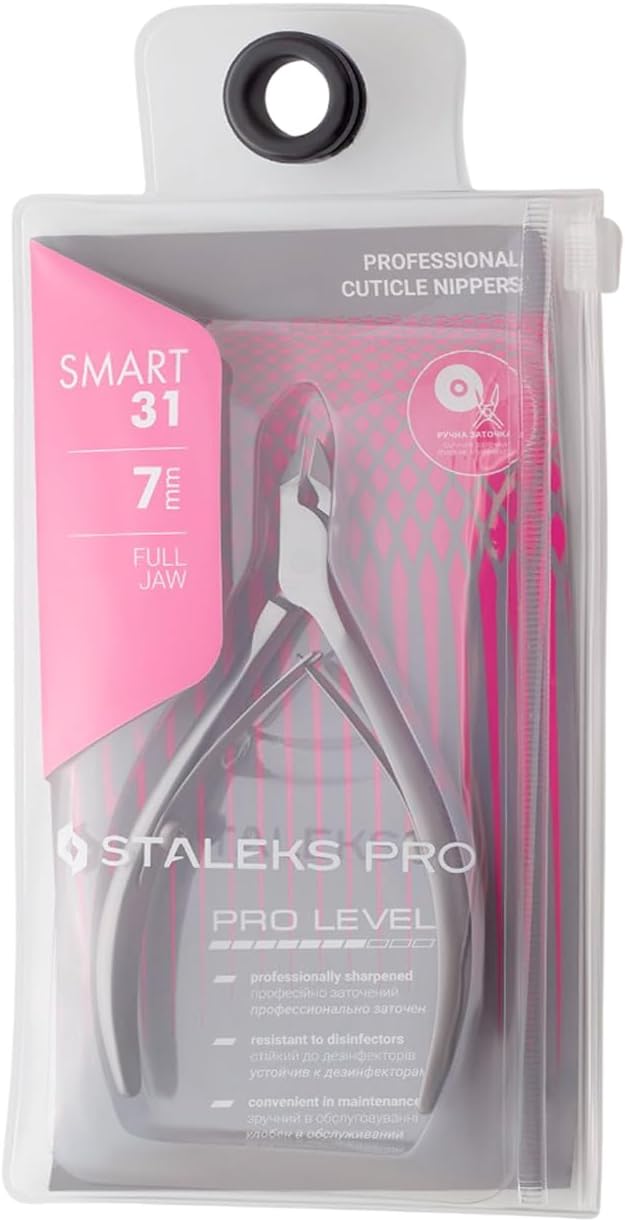 Staleks Pro SMART 31 Cuticle Nippers – 7mm Blade Cuticle Trimmer – Sharp & Durable Stainless Steel