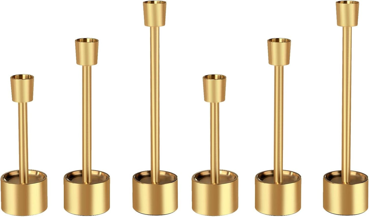 YUMORE 6 Packs Small Taper Candle Holders Candlestick Holder Stable Base Stand Holders for Dining