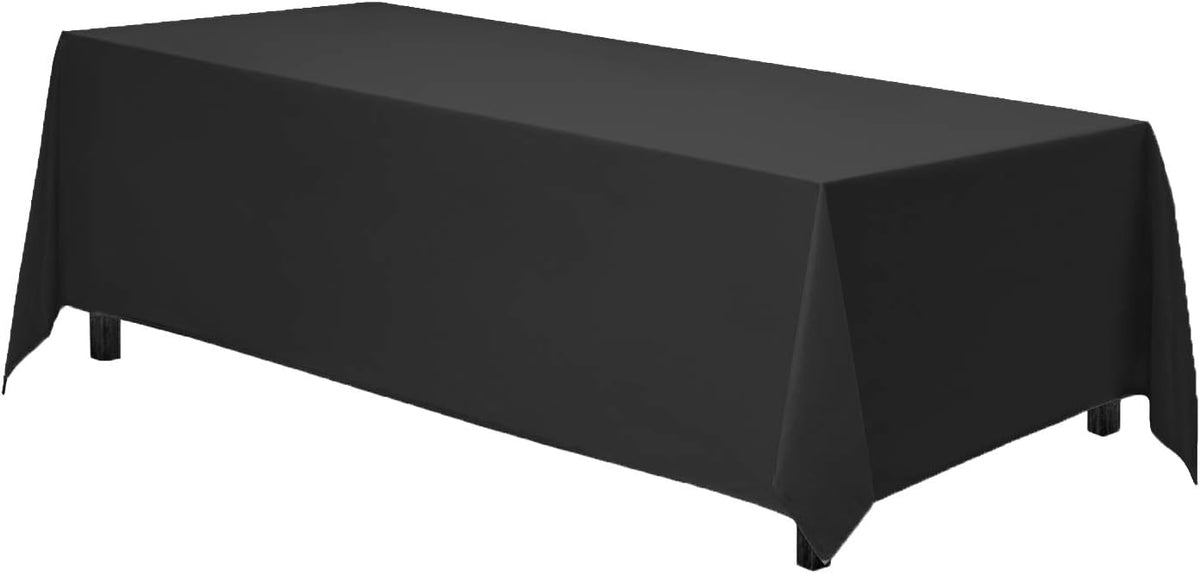 Gee Di Moda Rectangle Tablecloth - 90 x 132" Inch - Black Rectangular Table Cloth for 6 Foot Table
