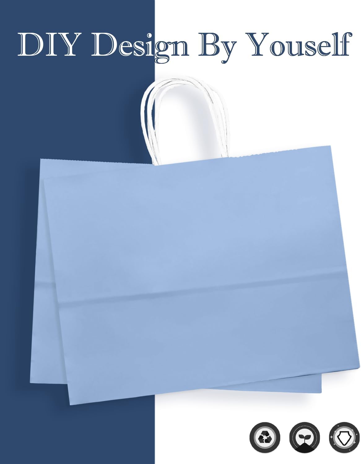 qiqee 100PCS Large Gift Bag with Handles Bulk 13"x4.5"x10" Gift Bags Light Blue Multiple Uses