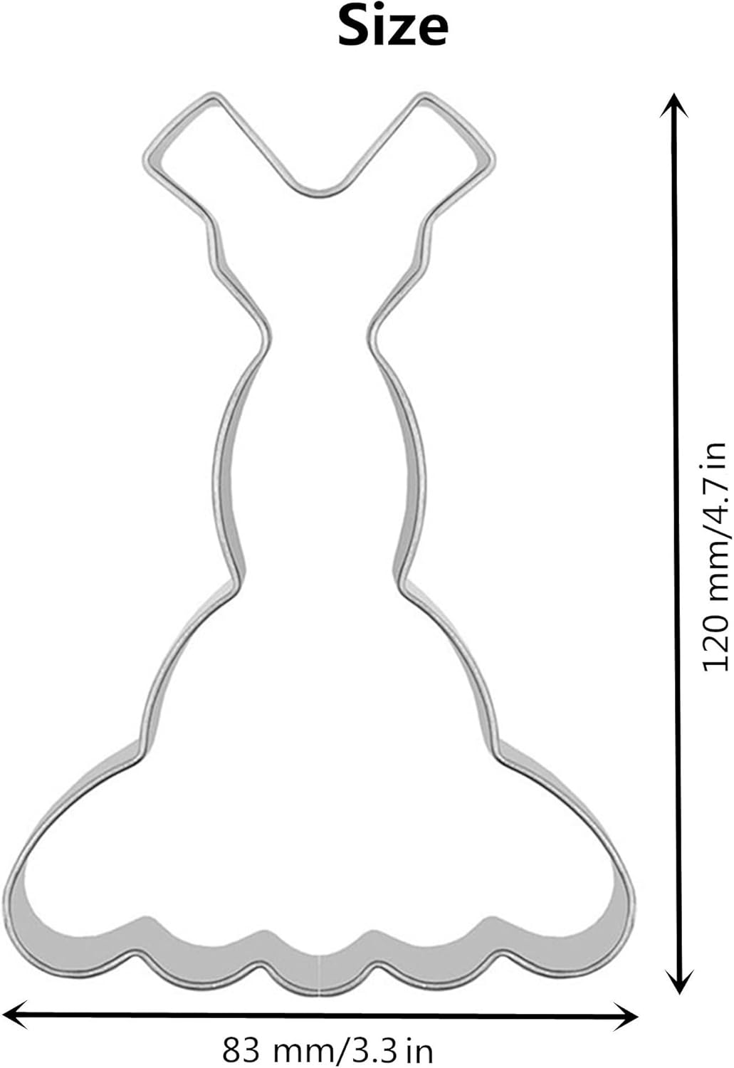 Large Size Dress Shaped Cookie Cutter, Stainless Steel Sleeveless Mermaid Fishtail Princess Wedding