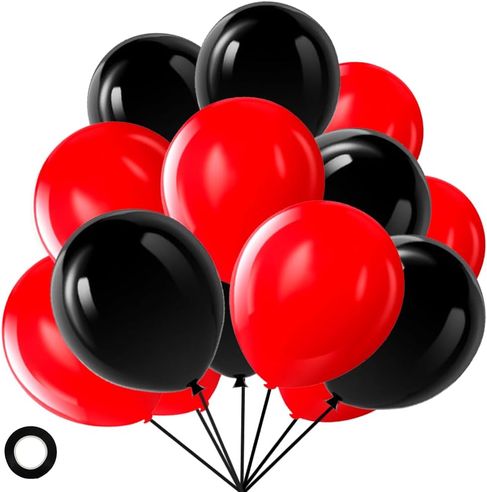 Red and Black Balloons, 70 Pack 12 Inch Black and Red Latex Balloons for Birthday Graduation