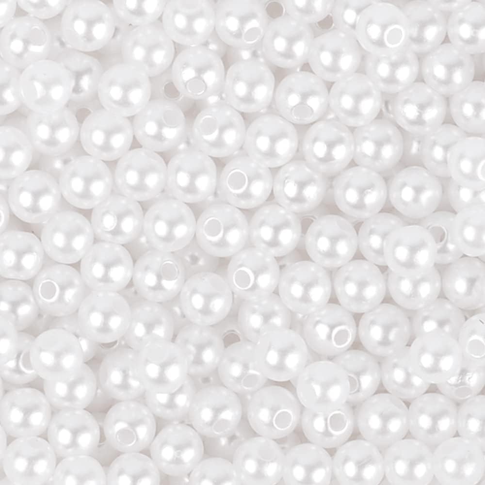 600pcs White Pearl Beads Bulk,8mm Round White Pearl Beads for Craft Loose Fake Pearl beads with