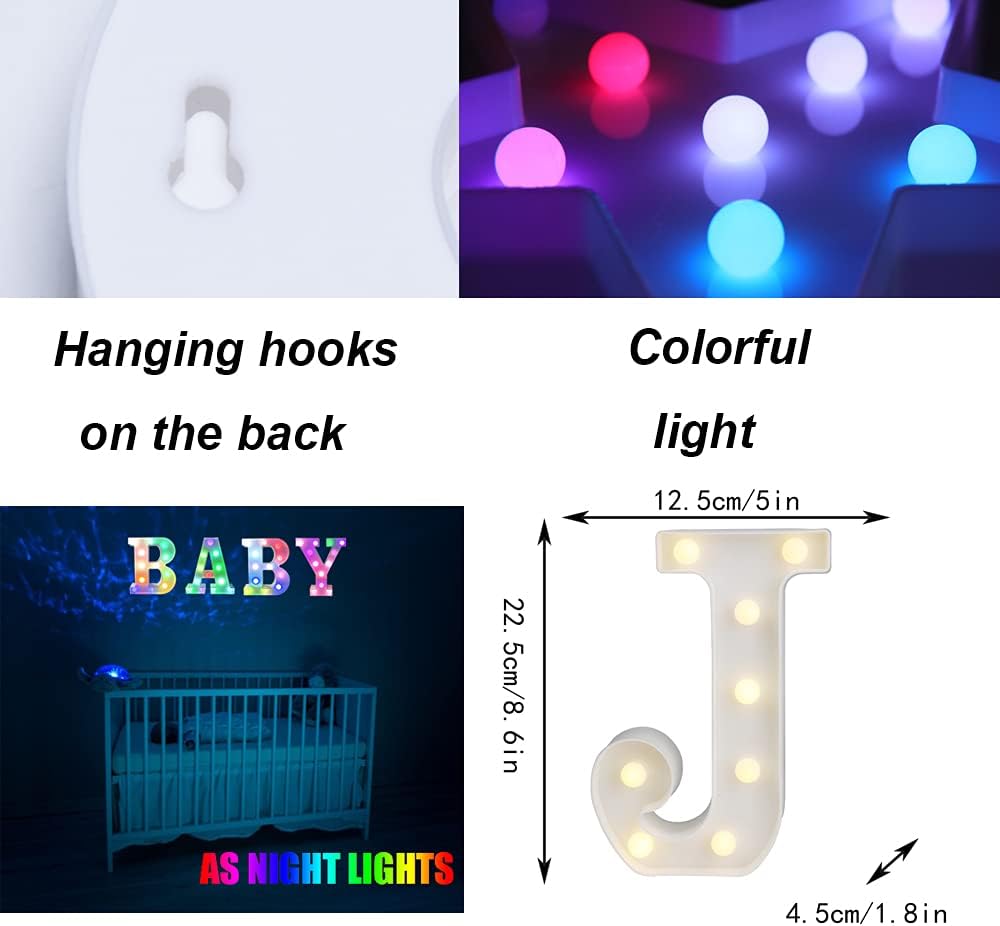 Light Up Colorful LED Marquee Letter lights, 18 Colors Changing Alphabet Letters Sign with Remote