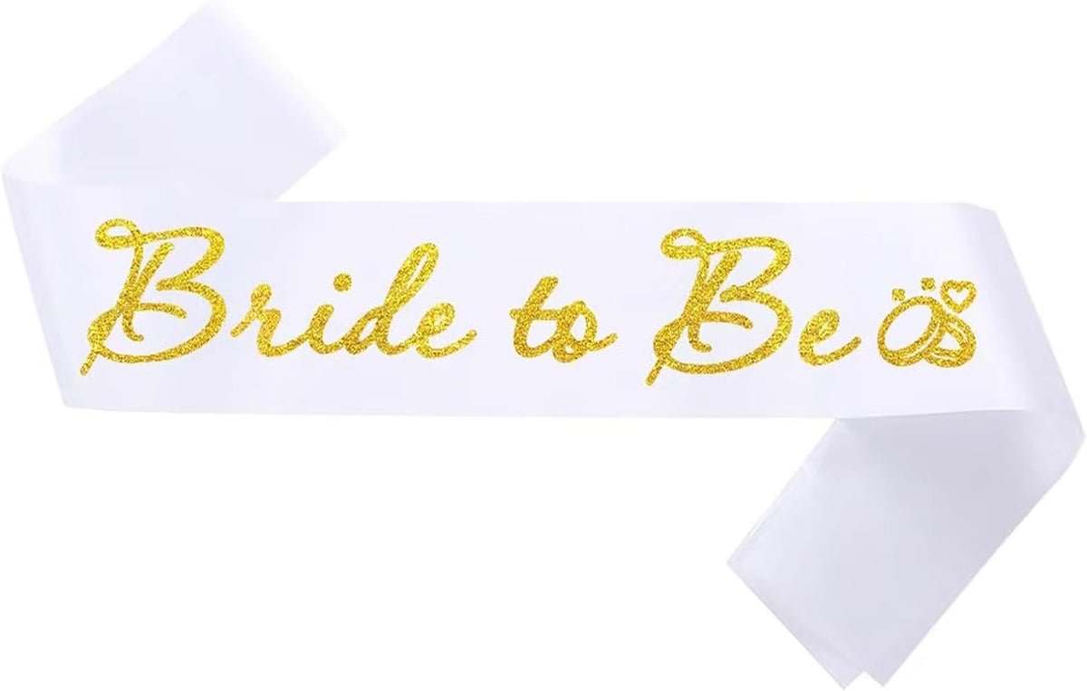 White Bride to Be Sash for Bridal Shower Bachelorette Party Wedding Hen Party Decorations