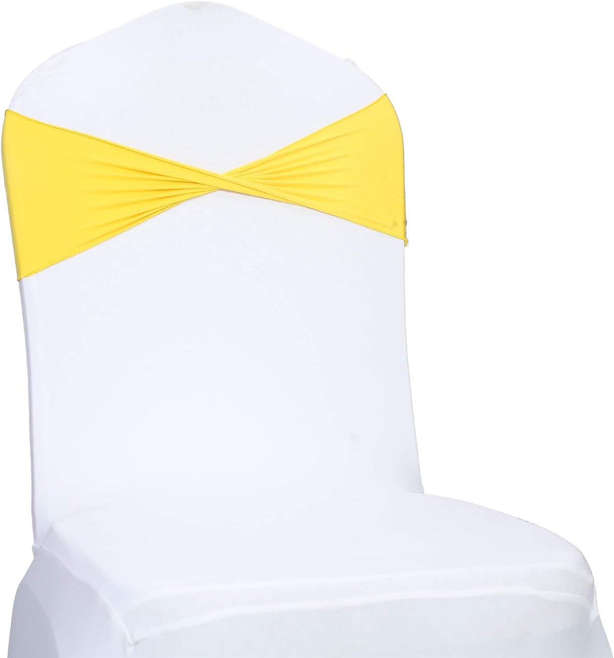 VDS Pack of 150 PCS | Yellow | Spandex Chair Sashes Bows Without Buckle | Stretch Elastic Banquet